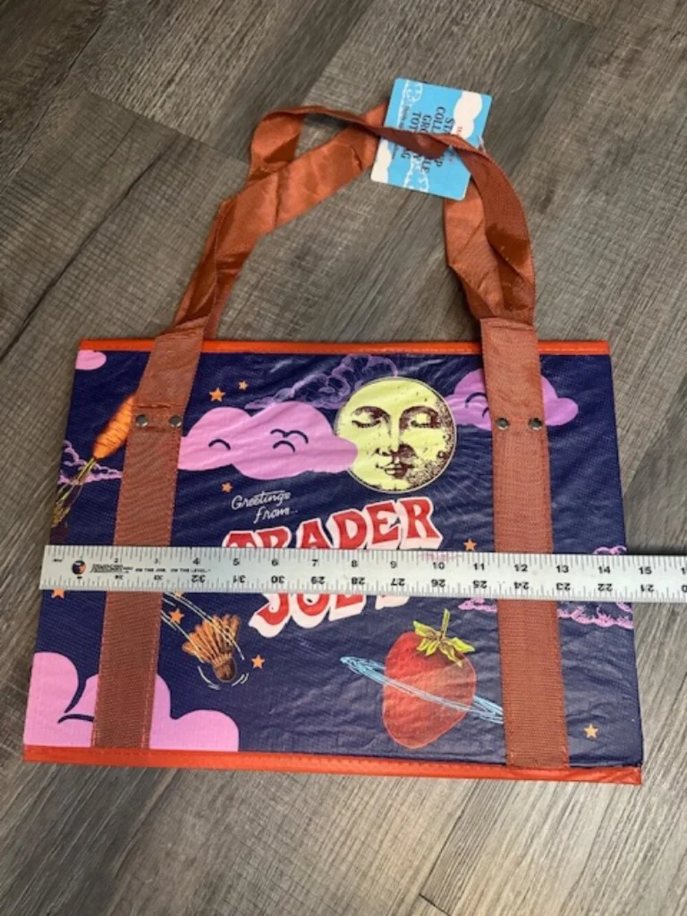 Set of 2 Trader Joe's Navy Blue Canvas Tote & Stand-Up Collapsible Bag (FL1124)
